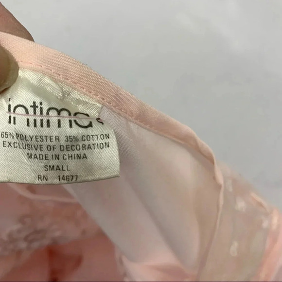 Intime  Nightgown Robe Small  Pastel Pink  Lace Embroidery Pockets Button Front - Picture 6 of 11